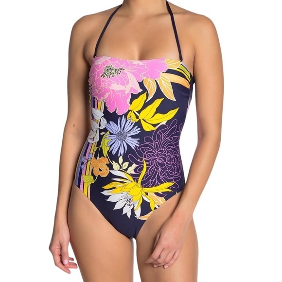 Trina Turk Women’s Bandeau One Piece Bali Harbor Floral Swimsuit - Picture 3 of 12